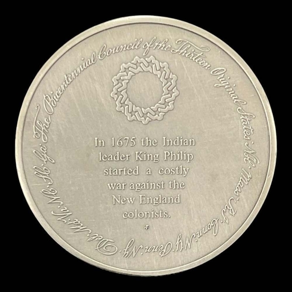 Vintage Medal History of Colonial America Pewter Coin War Against Colonists - Picture 2 of 3